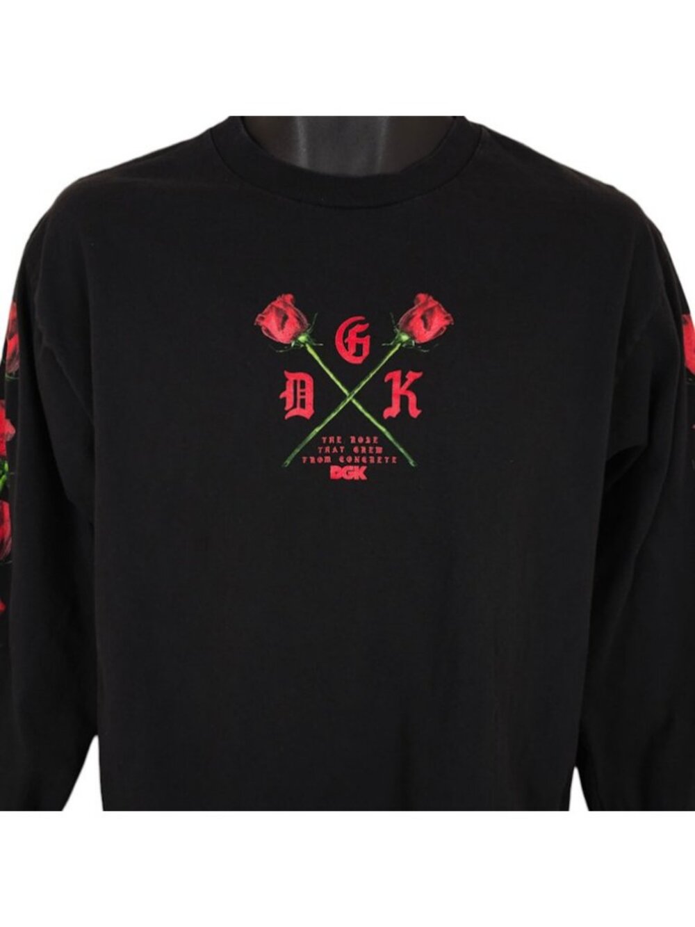 DGK Skater T Shirt Mens Size Medium Black The Rose That Grew From Concrete